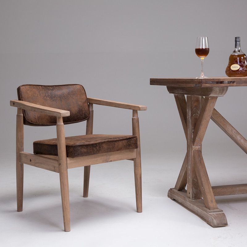 Country Style Dining Arm Chairs Open Back Leather Upholstered Armchair Clearhalo ' kitchen&dining_furn' 'Dining Chairs' 'Dining Tables & Seating' 'dining_chair' 'furn' 'furn_dining_chair' 'Furniture' 'furniture_dining_chair' 'Kitchen & Dining Furniture' 'kitchen' 1200x1200_e18c43f5-2b09-494d-a5f9-29e324bb3dd5