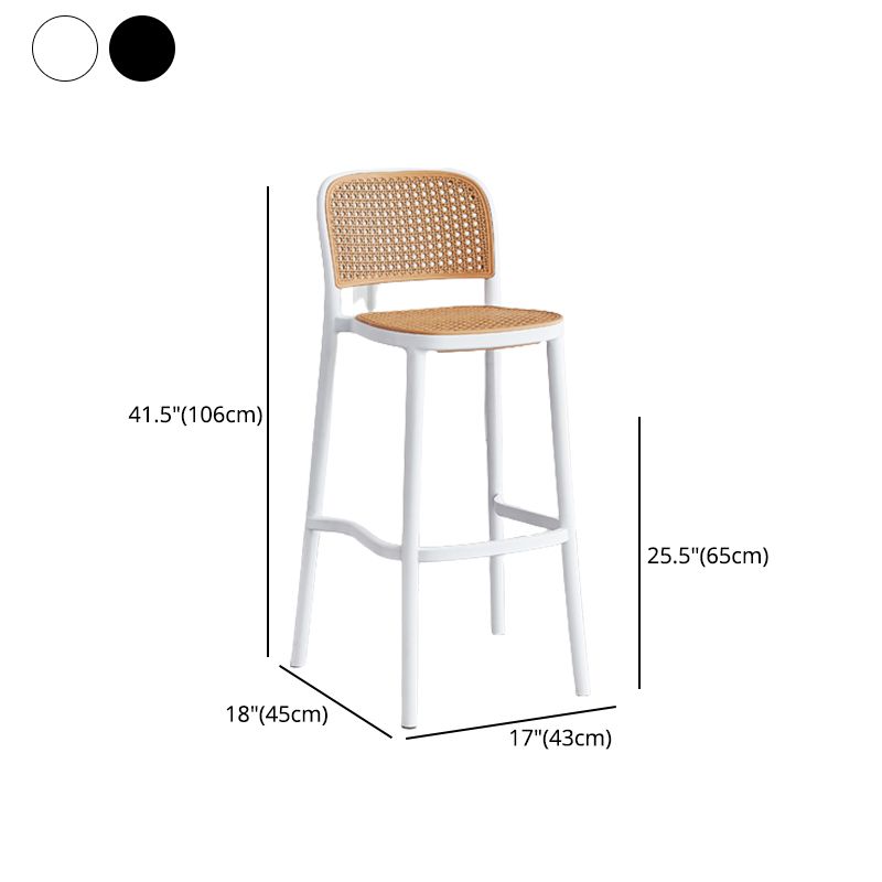 Contemporary Bar and Counter Stool Rattan Full Back Stool with 4 Legs Clearhalo 'Bar Furniture' 'Bar Stools' 'bar_stools' 'furn' 'furn_bar_stools' 'Furniture' 'furniture_bar_stools' 'Kitchen & Dining Furniture' 1200x1200_e18db150-338e-4739-b347-5ee01fabdd77
