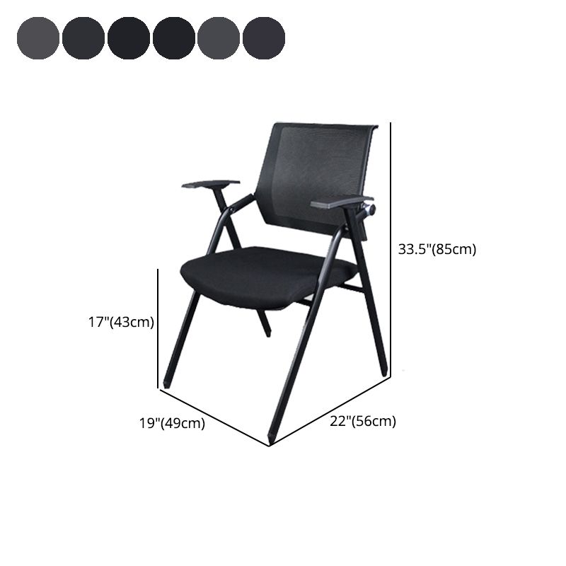 Black Metal Frame Modern Task Chair with Arms Conference Chair with Mid Back Clearhalo 'furn' 'furn_office_chair' 'Furniture' 'furniture_office_chair' 'Office Chairs' 'Office Furniture' 'office_chair' 1200x1200_e18e9b84-6434-4570-a513-96b433fafdf7