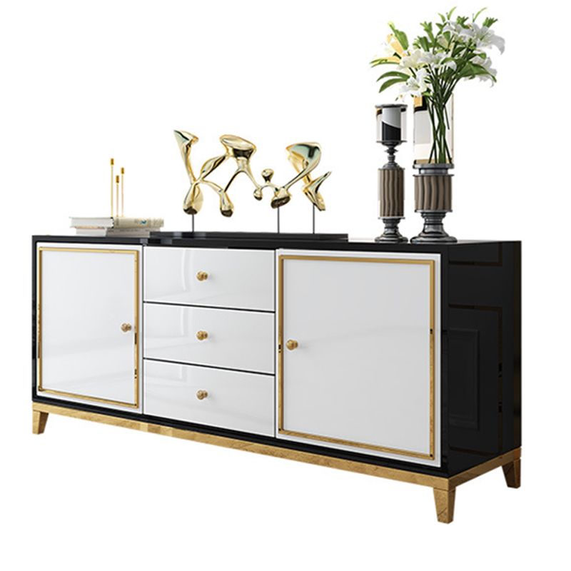 Glam Sideboard Buffet 3 cassetti e 2 mobili porte Sideboard specchio