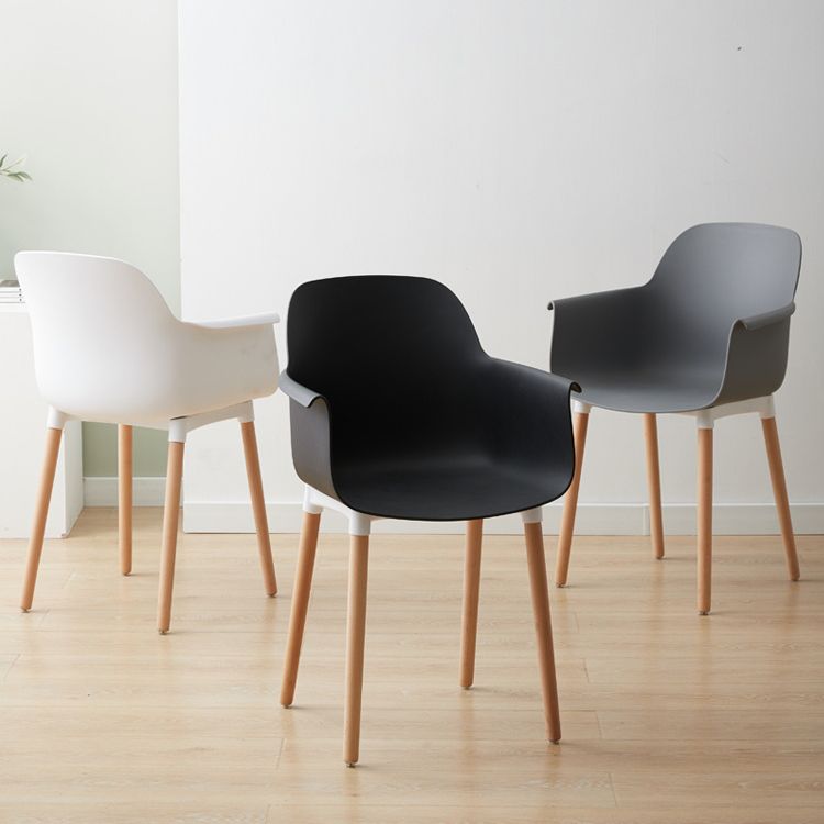 Scandinavian Dining Arm Chairs Plastic Armchairs with Wood Legs (Set of 4) Clearhalo ' kitchen&dining_furn' 'Dining Chairs' 'Dining Tables & Seating' 'dining_chair' 'Furniture' 'furniture_dining_chair' 'Kitchen & Dining Furniture' 'kitchen' 1200x1200_e191f8c9-b794-4a03-b3ee-2c0500144001