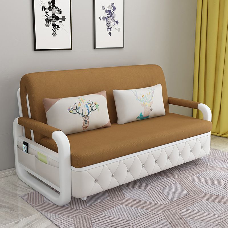 Contemporary Linen Square Arm Sofa Bed Foldable Standard Sofa for Living Room Clearhalo 'furn' 'furn_sofas' 'Furniture' 'furniture_sofas' 'Living Room Furniture' 'Sofa' 'sofas' 1200x1200_e195ffad-f952-48b6-911f-9c32c060c328