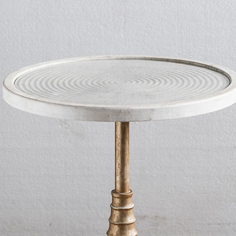 French Rustic Round End Table Metal Pedestal Accent Side Table