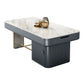 Rectangular Slate Top Coffee Table Abstract Base Cocktail Table with Storage