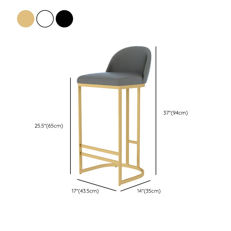 Glam Backrest Counter Stool Iron Kitchen Bar Stool with Leather Cushion and Pedal Clearhalo 'Bar Furniture' 'Bar Stools' 'bar_stools' 'furn' 'furn_bar_stools' 'Furniture' 'Kitchen & Dining Furniture' 1200x1200_e19844a7-a24b-4aee-9a88-bb9078c653b3