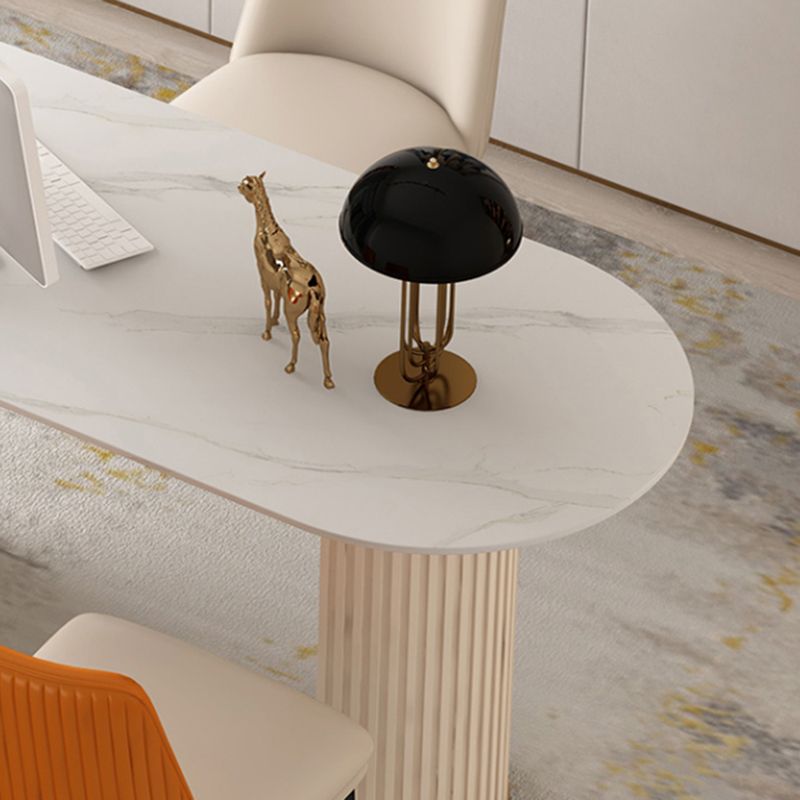 Oval geformte Schieferbüro -Schreibtisch White Writes Desk für Bürohaus