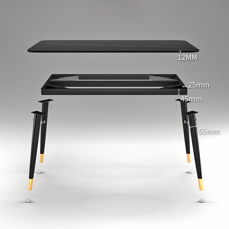 Rectangle Contemporary Sintered Stone Dining Room Set with 4 Legs Table Dining Table Sets Clearhalo 'Dining Room Sets' 'Dining Tables & Seating' 'dining_room_set' 'furn' 'furn_dining_room_set' 'Furniture' 'furniture_dining_room_set' 'Kitchen & Dining Furniture' 'kitchen&dining_furn' 'kitchen' 1200x1200_e19b4b27-40aa-47da-afdb-d60e8fbf5339