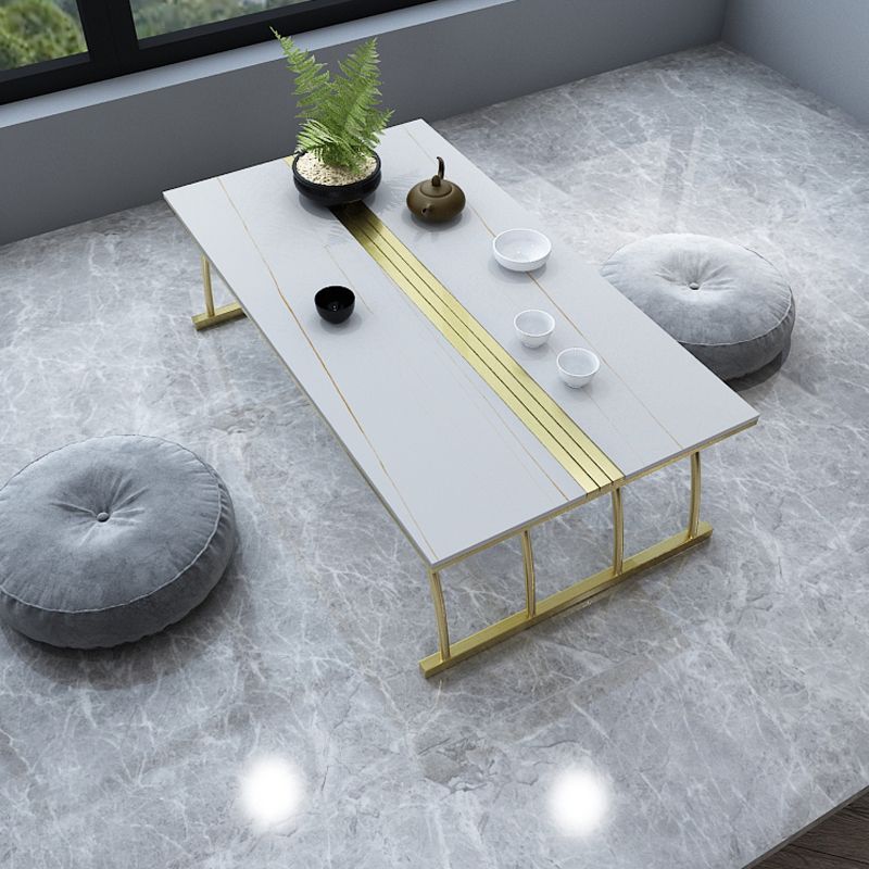 Glam da 11,8 "h tavolo da caffè in ardesia rettangolo tavolino in acciaio cocktail