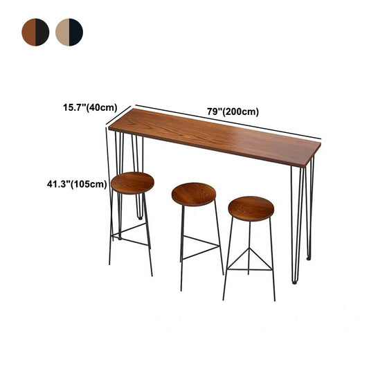 Brown and Light Brown Modern Style Bar Table Solid Wood and Iron Coffee Shop Bar Table Clearhalo 'Bar Furniture' 'Bar Tables' 'bar_tables' 'furn' 'furn_bar_tables' 'Furniture' 'furniture_bar_tables' 'Kitchen & Dining Furniture' 1200x1200_e19d8c4a-8572-4c0f-98d0-c6cd5d4aef3b