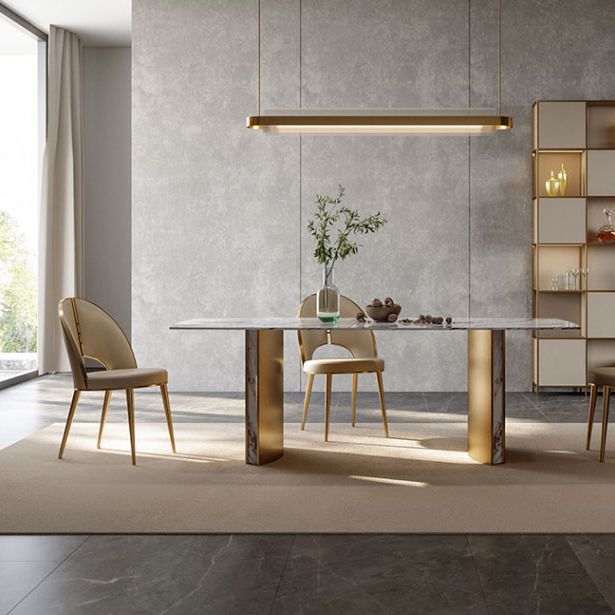 Glamstil Seitstuhl Leder 4 -Beine Essstuhl für Esszimmer