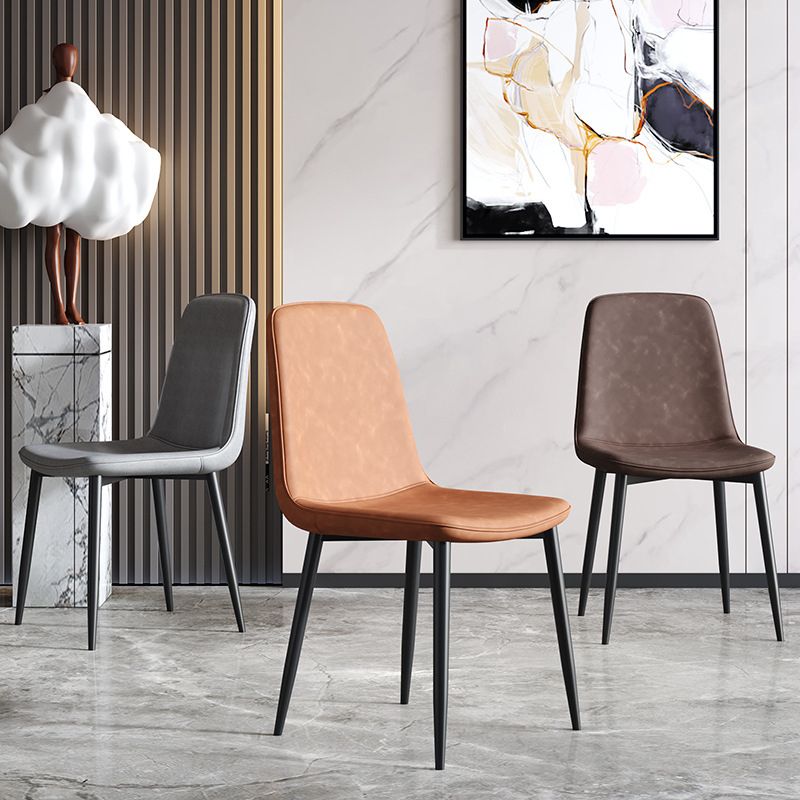 Industrial Metal Dining Room Chair PU Leather Armless Chairs for Home Use (Set of 4) Clearhalo ' kitchen&dining_furn' 'Dining Chairs' 'Dining Tables & Seating' 'dining_chair' 'Furniture' 'furniture_dining_chair' 'Kitchen & Dining Furniture' 'kitchen' 1200x1200_e19e4a8f-0a65-4d19-969a-0e8e7410c7af