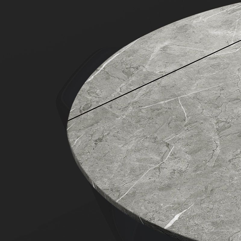 Modern Round Dining Table Sintered Stone Table with Black Pedestal Base,47.2"L x 32.7"W x 30"H Clearhalo ' dining_table' 'Dining Tables & Seating' 'Dining Tables' 'furn' 'furn_dining_table' 'Furniture' 'furniture_dining_table' 'Kitchen & Dining Furniture' 'kitchen&dining_furn' 'kitchen' 'kitchen_dining_table' 1200x1200_e19f35a4-9b3d-47ed-ae03-a75df56b73e4