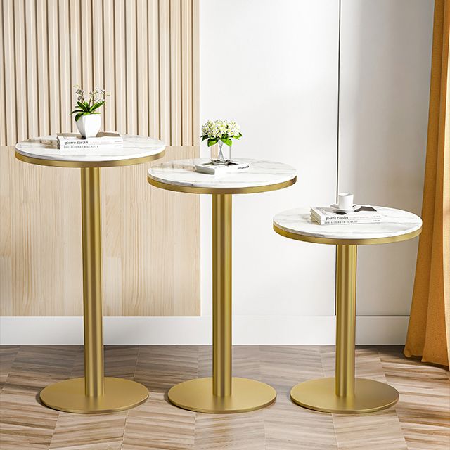 Glam Style Gold Metal Bar Table 21.6" Round Top Marble Indoor Bistro Table Clearhalo 'Bar Furniture' 'Bar Tables' 'bar_tables' 'furn' 'furn_bar_tables' 'Furniture' 'furniture_bar_tables' 'Kitchen & Dining Furniture' 'kitchen&dining_furn' 'kitchen' 1200x1200_e1a269e6-10c5-4dcd-a1e7-a1ef40fbf1dd