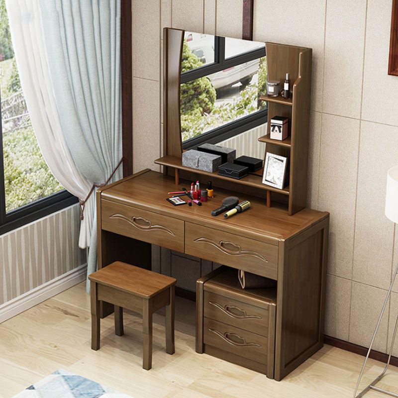 Traditional Bedroom Solid Wood 4 Drawer Standing Make-up Vanity Clearhalo 'Bedroom Furniture' 'furn' 'furn_makeup_vanities' 'Furniture' 'Makeup Vanities' 'makeup_vanities' 1200x1200_e1a34140-19de-477d-b89a-e61f2b209ed2