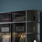 Black Wardrobe for Home Modern Style Cabinet with Glass Doors Clearhalo 'Armoires & Wardrobes' 'armoires_wardrobes' 'Bedroom Furniture' 'furn' 'furn_armoires_wardrobes' 'Furniture' 1200x1200_e1a34bc0-db18-453b-a879-90b3e4ec1515
