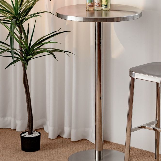 Metal Industrial Round Dining Table Steel Top Table with Pedestal Base Clearhalo 'Dining Tables & Seating' 'Dining Tables' 'dining_table' 'furn' 'furn_dining_table' 'Furniture' 'furniture_dining_table' 'Kitchen & Dining Furniture' 1200x1200_e1a36fd0-c02c-4741-a85e-3c6da7651d3f