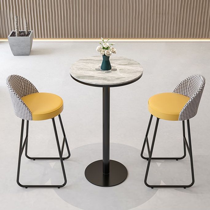 Industrial Round Bar Table Set 1/2/3 Pieces Stone Counter Table with Solid Back Stools Clearhalo 'Bar Furniture' 'furn' 'furn_home_bar_bar_sets' 'Furniture' 'Home Bars & Bar Sets' 'home_bar_bar_sets' 'Kitchen & Dining Furniture' 1200x1200_e1a4e166-653e-48b1-8059-2c696fe70d3f