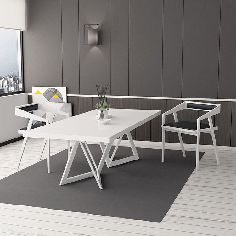 Rectangle Industrial Style Dining Table White Top Fixed Table with Solid Wood Clearhalo ' dining_table' 'Dining Tables & Seating' 'Dining Tables' 'furn' 'furn_dining_table' 'Furniture' 'furniture_dining_table' 'Kitchen & Dining Furniture' 'kitchen&dining_furn' 'kitchen' 'kitchen_dining_table' 1200x1200_e1a70cb5-abec-4cf7-8504-d5e680c5746e