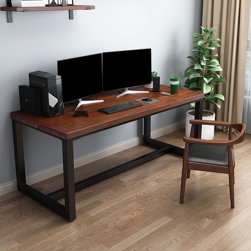 Industrial Rectangular Home Office Desk Solid Wood Writing Desk with Metal Legs Clearhalo 'furn' 'furn_office_desk' 'Furniture' 'Office Desks' 'Office Furniture' 'office_desk' 1200x1200_e1a7a16c-eef4-4679-8965-1a50808c6d9e