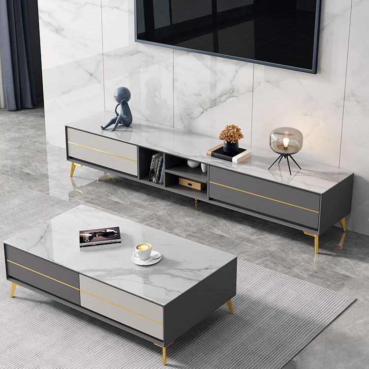 Console télévisée scandinave armoire télévisée à domicile en pierre enthousiaste avec tiroirs glide