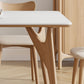 Modern Rectangular White Stone Top Dining Table with 4 Ash Legs