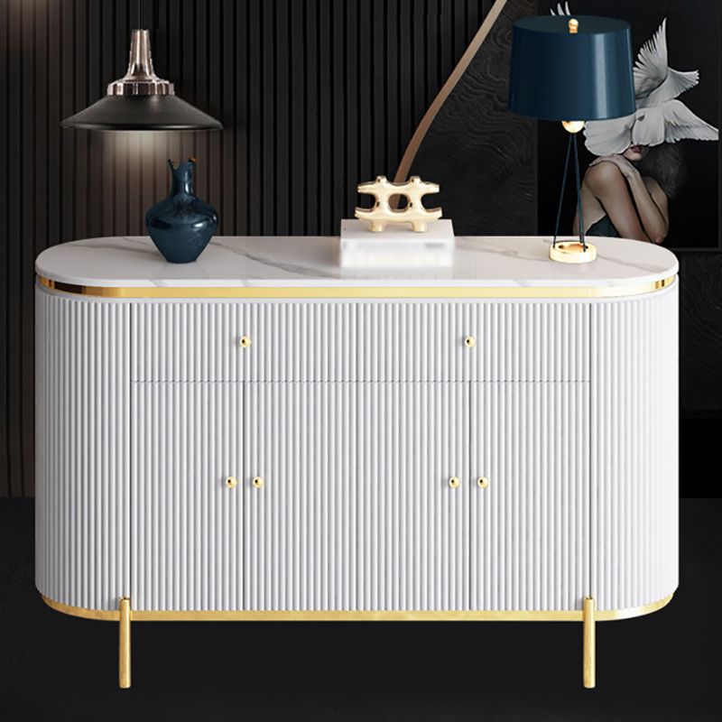 Glam Engineered Wood Sideboard Faux Marble Countertop Credenza with Drawer for Living Room Clearhalo 'buffet_sideboard' 'Buffets & Sideboards' 'furn' 'furn_buffet_sideboard' 'Furniture' 'furniture_buffet_sideboard' 'Kitchen & Dining Furniture' 1200x1200_e1a7fb4e-a62a-455c-8813-ebab2ce36ca2