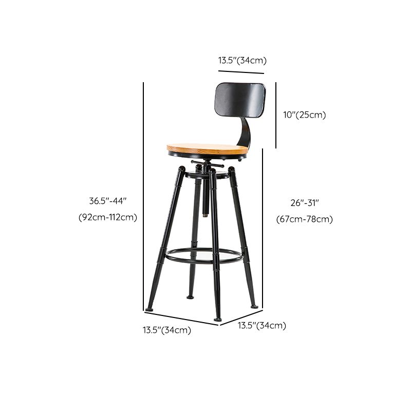 Solid Wood Counter Stool Industrial Adjustable Height Stool for Living Room Clearhalo 'Bar Furniture' 'Bar Stools' 'bar_stools' 'furn' 'furn_bar_stools' 'Furniture' 'Kitchen & Dining Furniture' 1200x1200_e1a8a873-8b1d-46ad-bc55-e108f4a48422