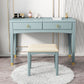 Contemporary Vanity Table with 1 Drawer and Mirror in Rubberwood