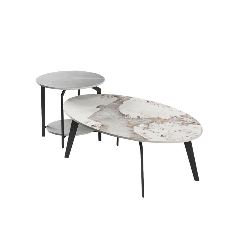 2 Nesting Slate Coffee Table Set Oval Coffee Table with Storage Clearhalo 'Coffee & Accent Tables' 'Coffee Tables' 'coffee_tables' 'furn' 'furn_coffee_tables' 'Furniture' 'Living Room Furniture' 1200x1200_e1ac6d17-27c8-4a03-a479-c5f00b58d8f0