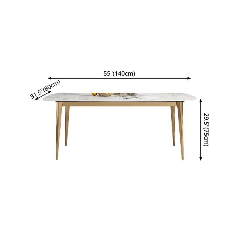 Luxury Sintered Stone Dining Table Rectangle Table with Metal Base and 4 Legs in Gold Clearhalo ' dining_table' 'Dining Tables & Seating' 'Dining Tables' 'furn' 'furn_dining_table' 'Furniture' 'furniture_dining_table' 'Kitchen & Dining Furniture' 'kitchen&dining_furn' 'kitchen' 'kitchen_dining_table' 1200x1200_e1ac8eaa-7a6d-4ce3-9a15-59dca6a0853b