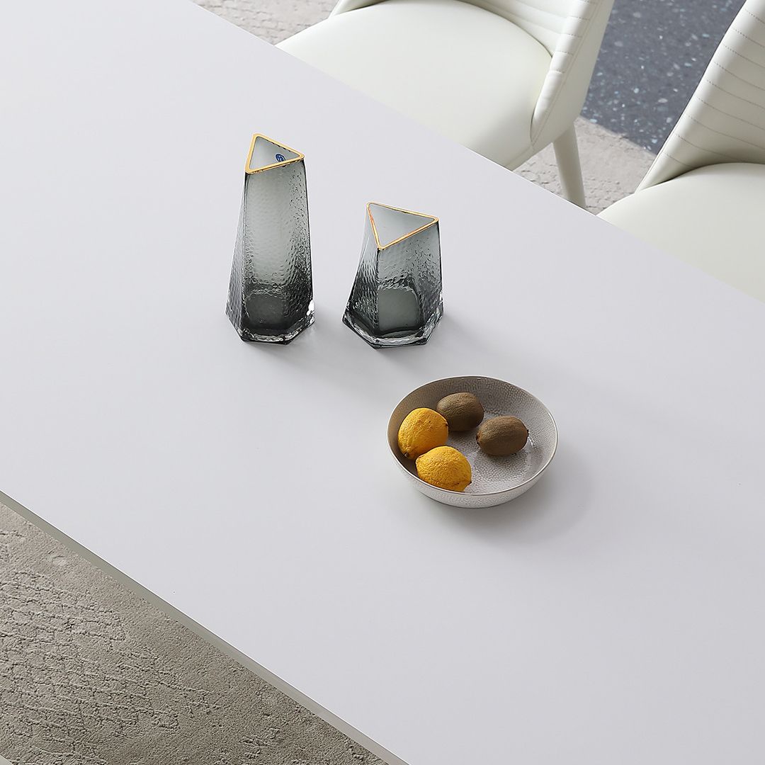 Modern Rectangle Dining Table Stone Top Table with Metal Base in White Clearhalo 'Dining Tables & Seating' 'Dining Tables' 'dining_table' 'Furniture' 'furniture_dining_table' 'Kitchen & Dining Furniture' 1200x1200_e1aec763-eac7-4613-a2dc-c872cac929bf