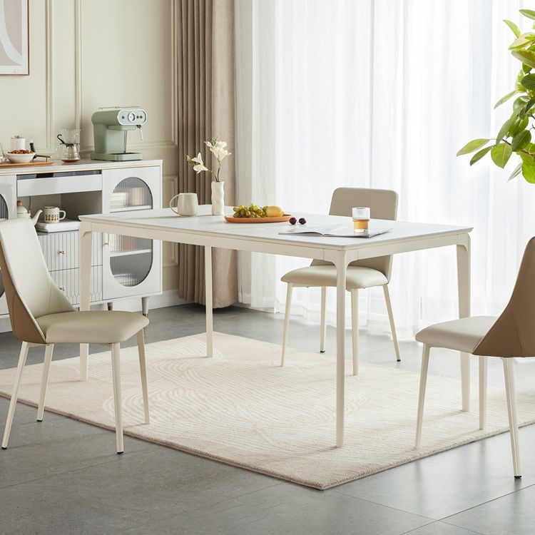 Moderne Stil Steinmöbel 5/7 PCs weiße Rechtecktisch mit Essstuhl