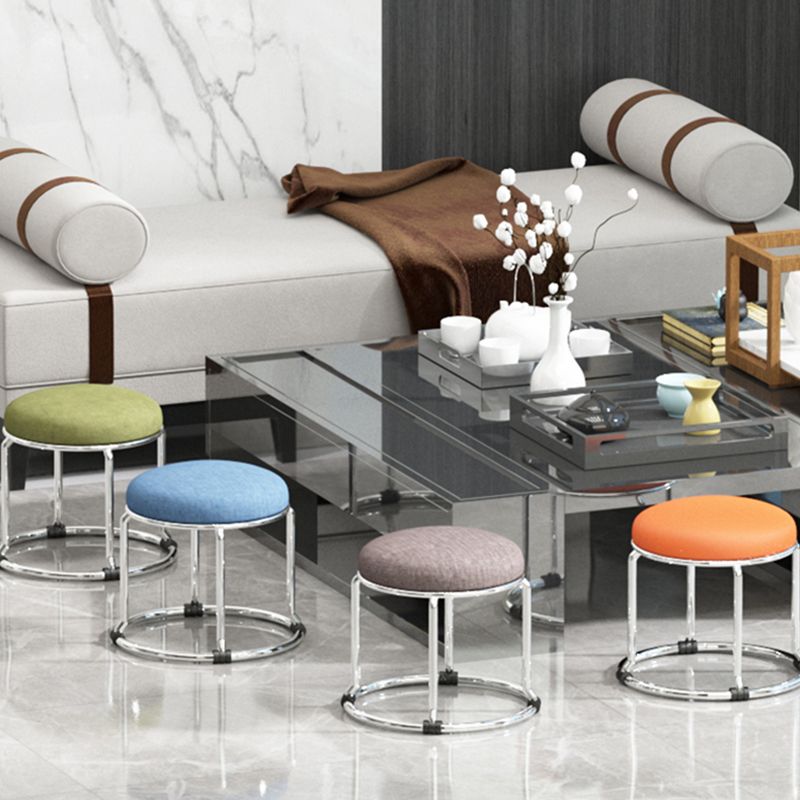 Standard Ottoman Fade Resistant Cotton Blend Glam Round Solid Color Ottoman Clearhalo 'furn' 'furn_ottomans_poufs' 'Furniture' 'Living Room Furniture' 'Ottomans & Poufs' 'ottomans_poufs' 1200x1200_e1b101f7-3d22-40c8-9ec5-75cff10f8035