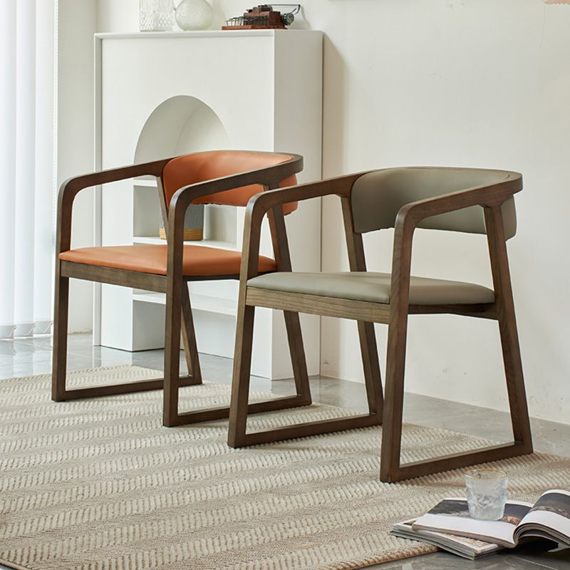 Contemporary Wood Dining Arm Chairs Open Back Dining Side Chair for Restaurant Use