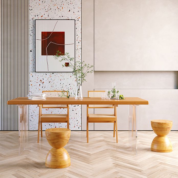 Minimalist Khaki Solid Wood Dining Table Rectangle Shape Dining Table with Double Pedestal Bases Clearhalo ' dining_table' 'Dining Tables & Seating' 'Dining Tables' 'furn' 'furn_dining_table' 'Furniture' 'furniture_dining_table' 'Kitchen & Dining Furniture' 'kitchen&dining_furn' 'kitchen' 'kitchen_dining_table' 1200x1200_e1b1bcc6-0074-4393-8d1d-778e01c43cf9