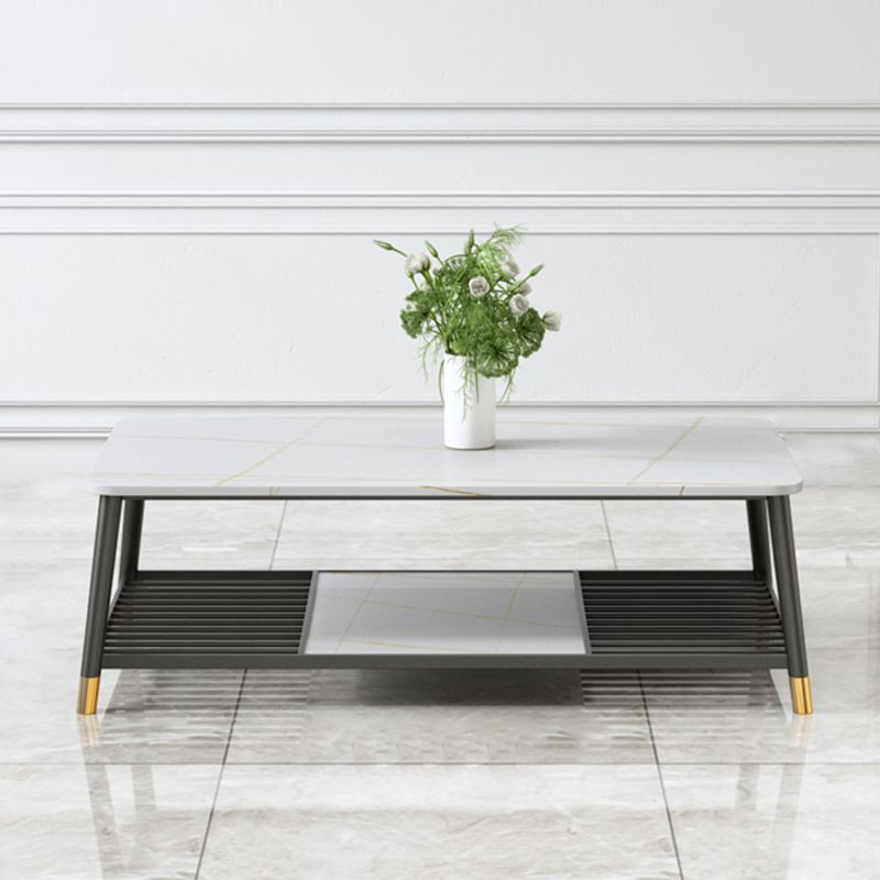 Glam Frame Coffee Table Slate Rectangular Coffee Table for Living Room Clearhalo 'Coffee & Accent Tables' 'Coffee Tables' 'coffee_tables' 'furn' 'furn_coffee_tables' 'Furniture' 'Living Room Furniture' 1200x1200_e1b351a4-9e99-488d-a4b3-67d572761841