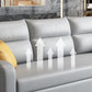 Modern Faux Leather Sleeper Upholstered Square Arms Sofa Bed in Gray