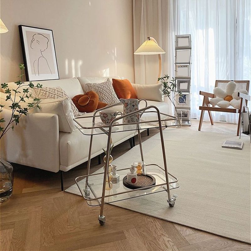 Rectangular de doble nivel contemporáneo con mesa final de vidrio de almacenamiento