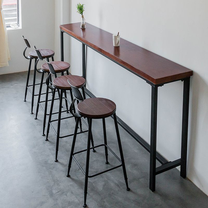 Solid Wood Top Bar Table Set 1/3/5 Pcs Iron Frame Bar Table and Stools Clearhalo 'Bar Furniture' 'furn' 'furn_home_bar_bar_sets' 'Furniture' 'Home Bars & Bar Sets' 'home_bar_bar_sets' 'Kitchen & Dining Furniture' 1200x1200_e1b736fe-ee4f-4f38-a1bb-4d899da907e1