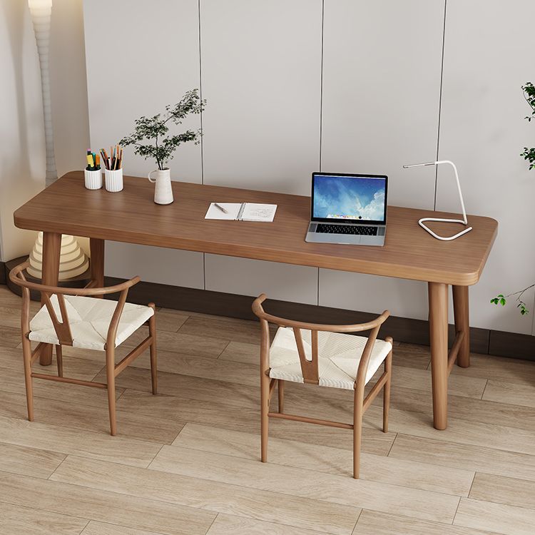 Scrivania curva in legno massiccio moderno da 23,62 pollici da ufficio largo