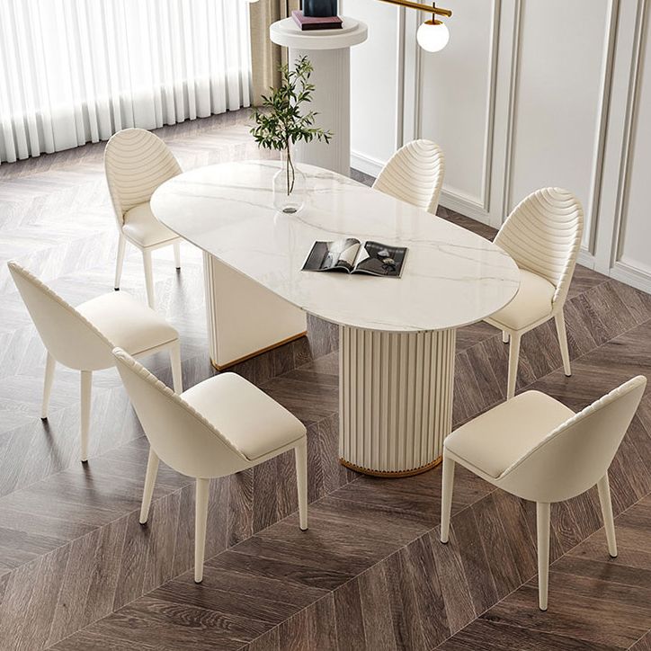 Glam 1/2/5/6/7 Pieces Dining Set Oval Shape Sintered Stone Dining Table Set Clearhalo 'Dining Room Sets' 'Dining Tables & Seating' 'dining_room_set' 'furn' 'furn_dining_room_set' 'Furniture' 'furniture_dining_room_set' 'Kitchen & Dining Furniture' 1200x1200_e1b93b20-5f07-4ba2-b07d-d4557a9fa0c8