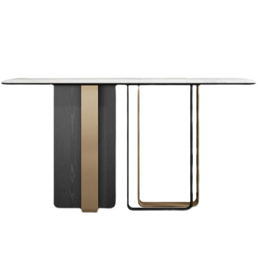 Glam Stone Accent Table Rectangle Console Sofa Table for Hall