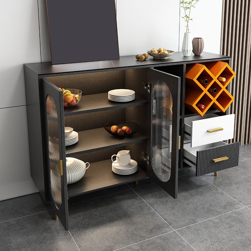 Armoires modernes buffet buffet 2 dessins et buffet 2 portes avec des lumières LED