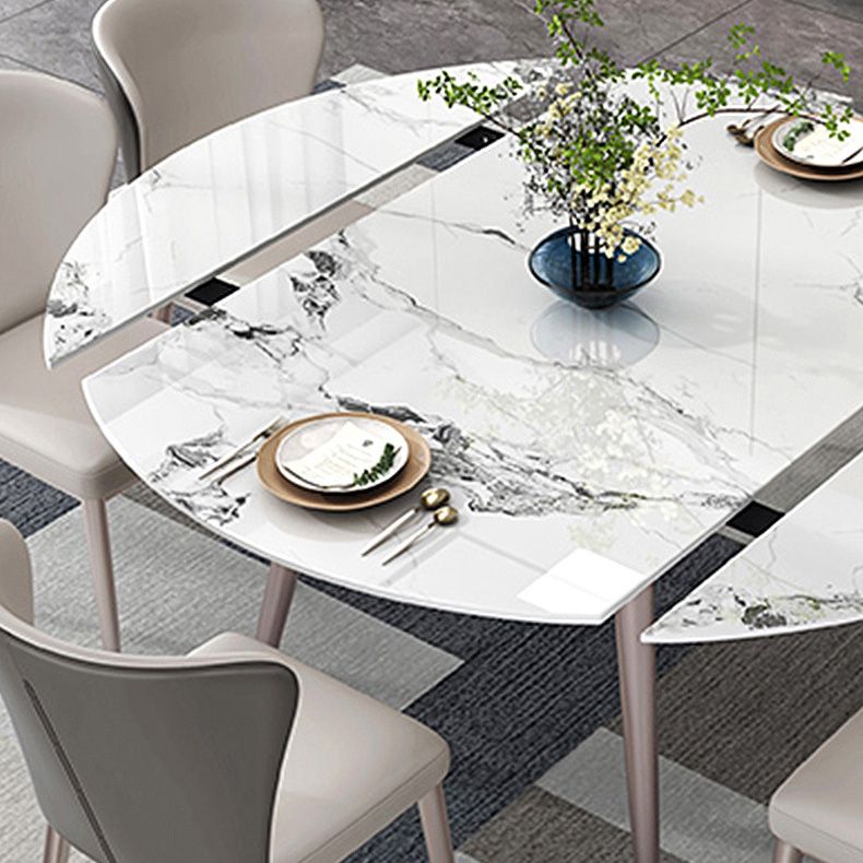 Mesa de comedor contemporánea con base metálica Mesa de comedor de piedra rectangular