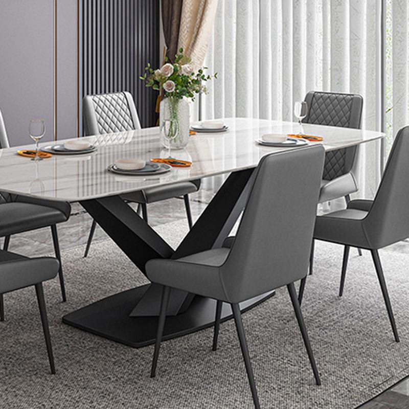 Modern Dining Table Stone Dining Room Dining Table with Metal Base Clearhalo 'Dining Tables & Seating' 'Dining Tables' 'dining_table' 'furn' 'furn_dining_table' 'Furniture' 'Kitchen & Dining Furniture' 1200x1200_e1c18df3-868b-4b3e-8dc2-5af074e437ae