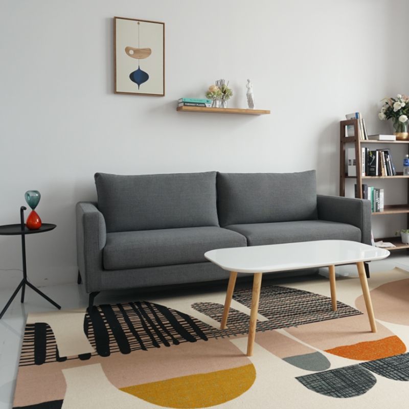 リビングルームコンテンポラリークッションスクエアアームリネンチェスターフィールドソファ