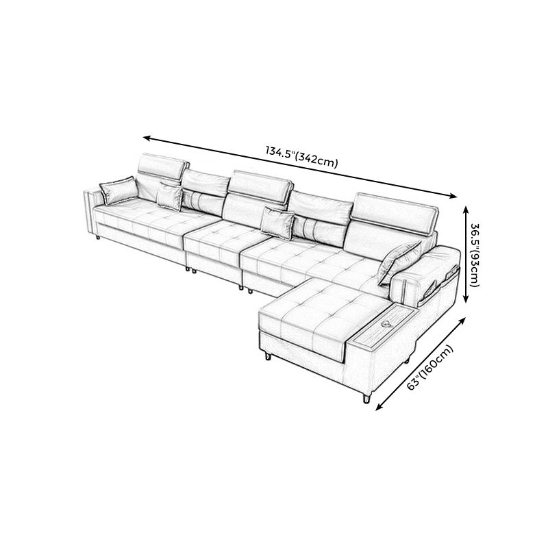 Square Arm Grey Cushion Back Contemporary Storage Adjustable Living Room Sofa Clearhalo 'Furniture' 'furniture_sectionals' 'kitchen' 'kitchen_sectionals' 'Living Room Furniture' 'Sectionals' 1200x1200_e1c3c110-dde3-4152-a8aa-f6f669e5ca7b