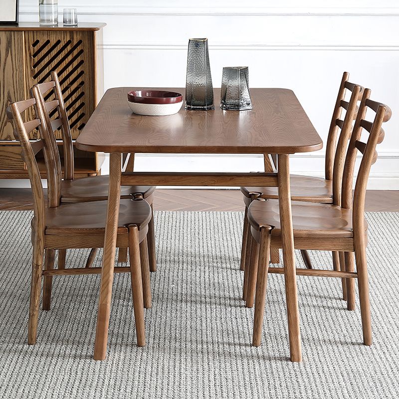 Modern Style 1/4/5 Rectangle Solid Wood Dining Set with Wood Chairs for Home Clearhalo 'Dining Room Sets' 'Dining Tables & Seating' 'dining_room_set' 'furn' 'furn_dining_room_set' 'Furniture' 'furniture_dining_room_set' 'Kitchen & Dining Furniture' 'kitchen&dining_furn' 'kitchen' 1200x1200_e1c40fd9-3d6d-4634-bacb-787417a9c2cd