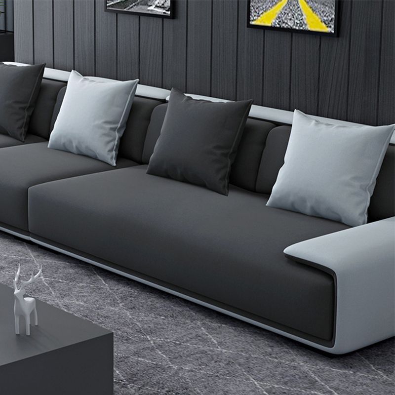 Faux leather Grey Sectional Armless Stain-Resistant Sectional for Living Room Clearhalo 'furn' 'furn_sectionals' 'Furniture' 'furniture_sectionals' 'kitchen' 'kitchen_sectionals' 'Living Room Furniture' 'Sectionals' 1200x1200_e1c5faf6-cd1d-4aa6-af51-deeb1f02ff27