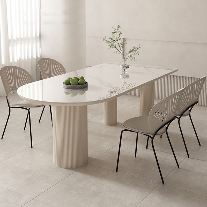Sintered Stone Top Table White Dining Table for Kitchen Dining Room Clearhalo 'Dining Tables & Seating' 'Dining Tables' 'dining_table' 'furn' 'furn_dining_table' 'Furniture' 'Kitchen & Dining Furniture' 1200x1200_e1c70d33-6b06-4bfd-b357-c413b2b8ee6c